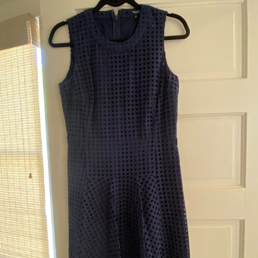 Madewell Eyelet Dress In Navy View 3